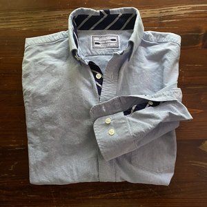 Weyhill & Wharf Silk Trim Blue Oxford Button Down
